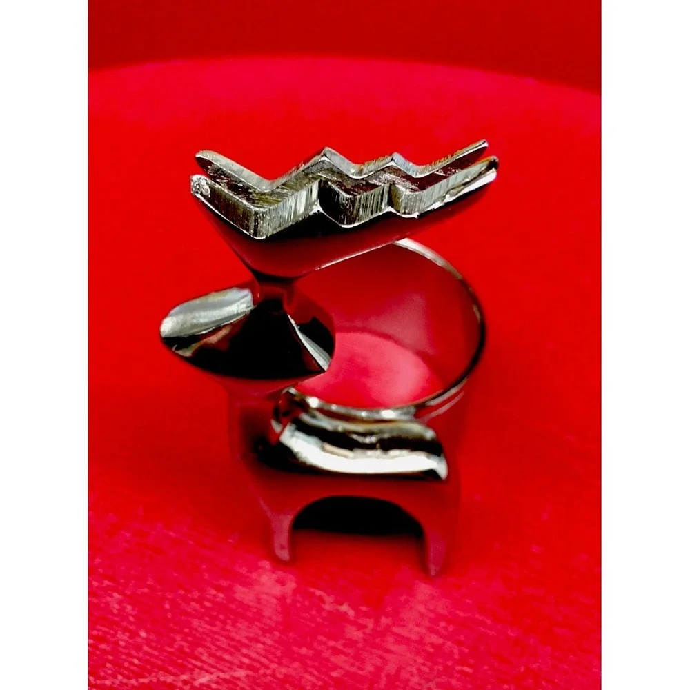 Silver Reindeer Napkin Ring Holder‎ Christmas Cabin Core Set of 8